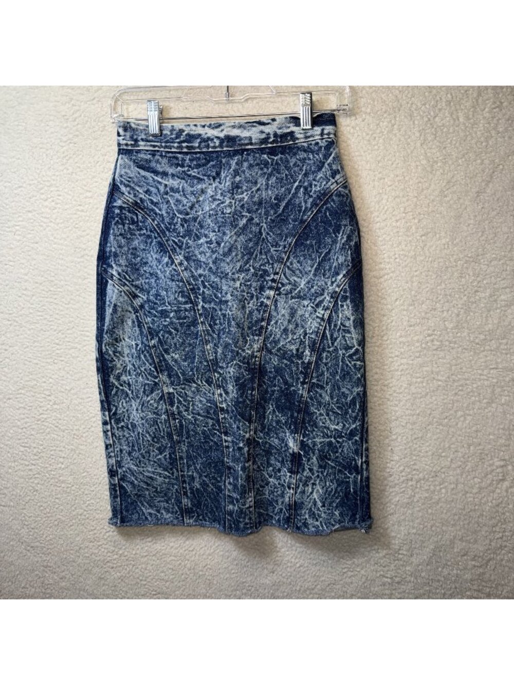 Vintage The Boss Acid Wash Denim Pencil Skirt High Waist Retro Size 6 Waist 25